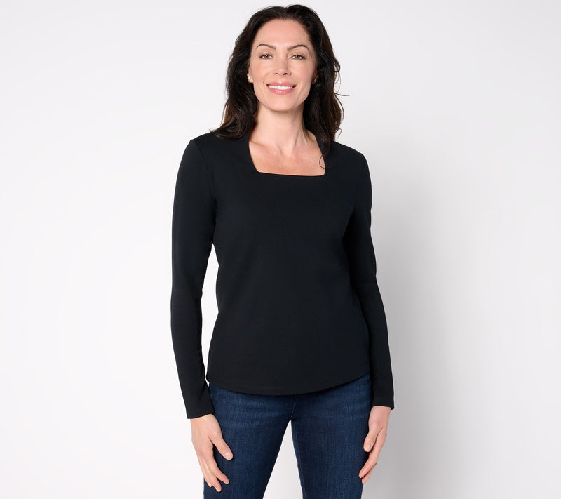 Women with Control Luxe Ponte Square Neck Top — View 7