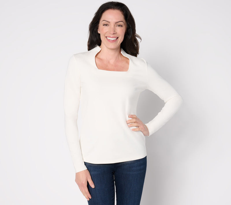 Women with Control Luxe Ponte Square Neck Top — View 5
