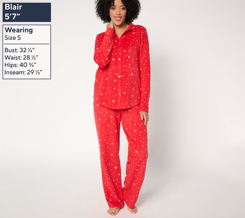 Cuddl Duds Petite Fleecewear with Stretch Notch Collar PJ Set — View 15
