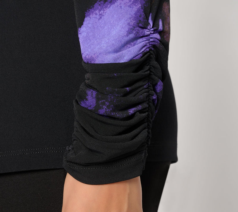 Susan Graver Petite Printed Liquid Knit Mock Neck Long Sleeve Top — View 14