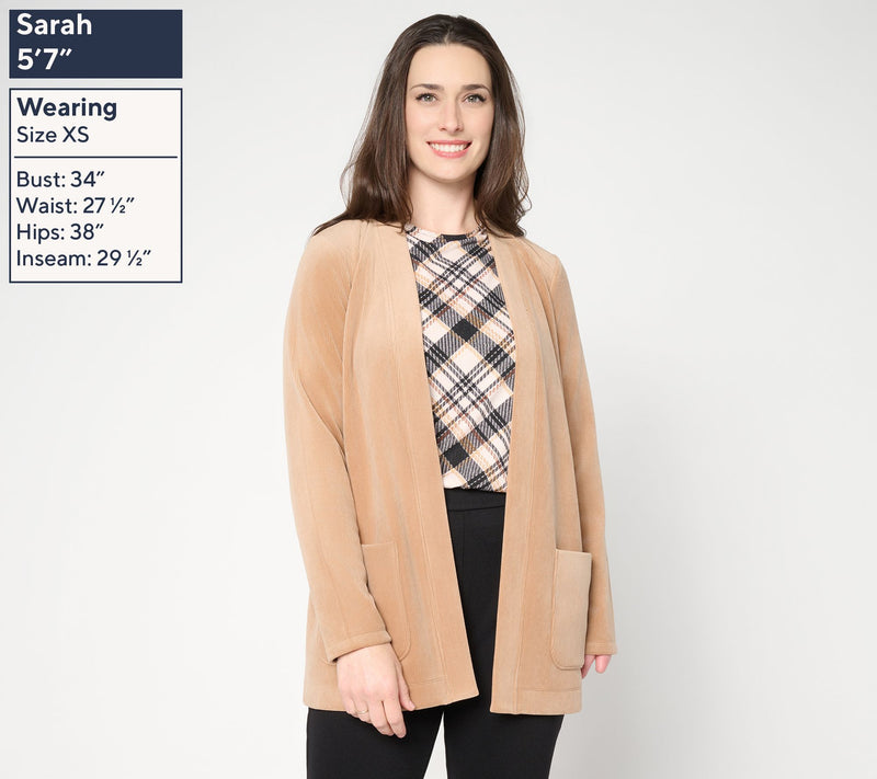 Susan Graver Regular Knit Corduroy Fusion Open Front Cardigan — View 10