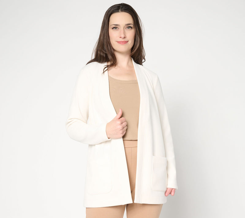 Susan Graver Regular Knit Corduroy Fusion Open Front Cardigan — View 15