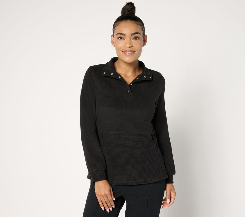 Cuddl Duds Fleecewear with Stretch Snap Front Pullover — View 13