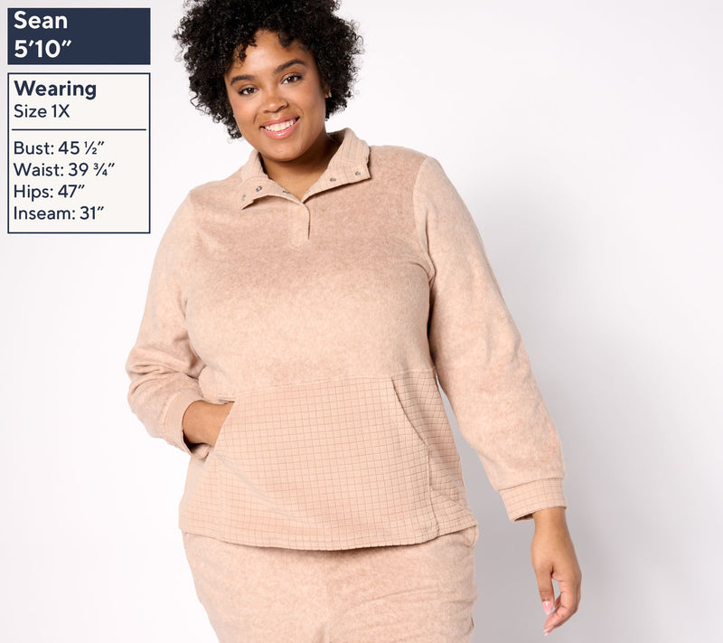 Cuddl Duds Fleecewear with Stretch Snap Front Pullover — View 14