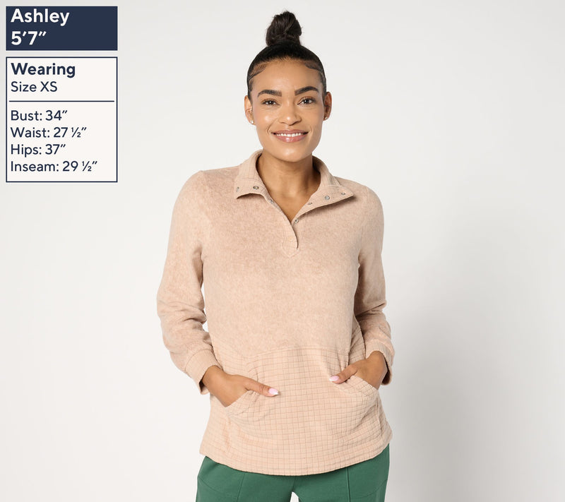 Cuddl Duds Fleecewear with Stretch Snap Front Pullover — View 15