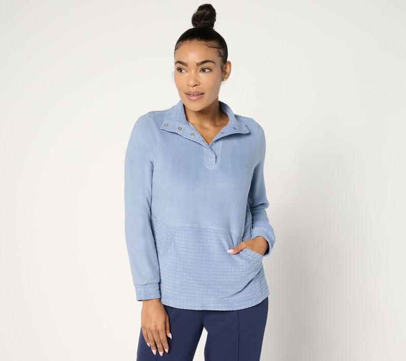 Cuddl Duds Fleecewear with Stretch Snap Front Pullover — View 7