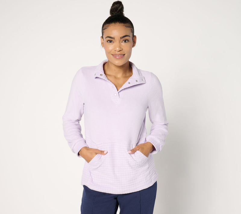 Cuddl Duds Fleecewear with Stretch Snap Front Pullover — View 9
