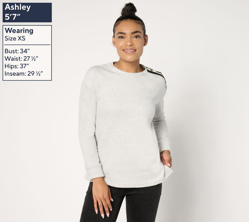 Cuddl Duds Fleecewear with Stretch Crewneck Pullover — View 11