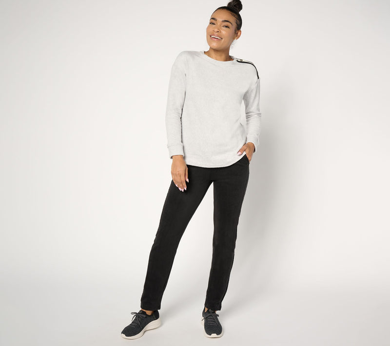 Cuddl Duds Fleecewear with Stretch Crewneck Pullover — View 13