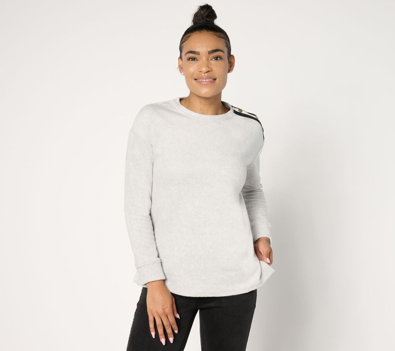 Cuddl Duds Fleecewear with Stretch Crewneck Pullover — View 3