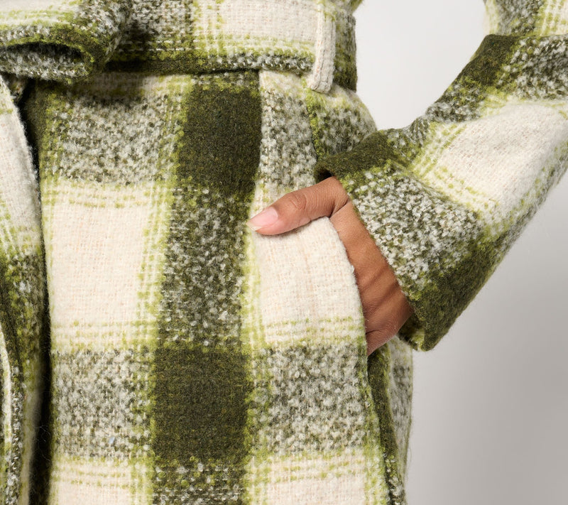 Belle by Kim Gravel Mad for Plaid Fringe Belted Boucle Shacket — View 5