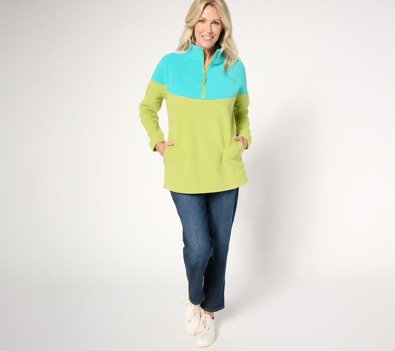 Belle by Kim Gravel Tri Color Block Fleece Half Zip — View 3