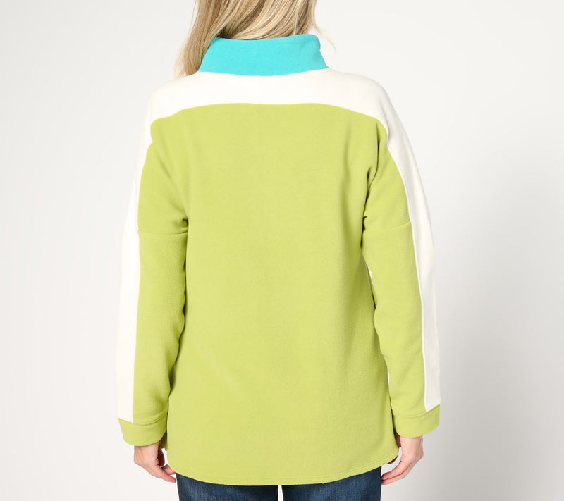 Belle by Kim Gravel Tri Color Block Fleece Half Zip — View 2