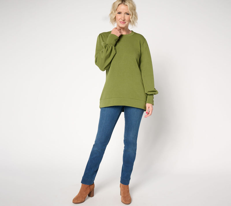Belle by Kim Gravel TripleLuxe Fleece Button Sleeve Top — View 4