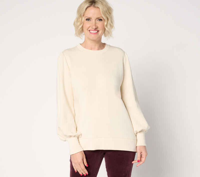 Belle by Kim Gravel TripleLuxe Fleece Button Sleeve Top — View 11