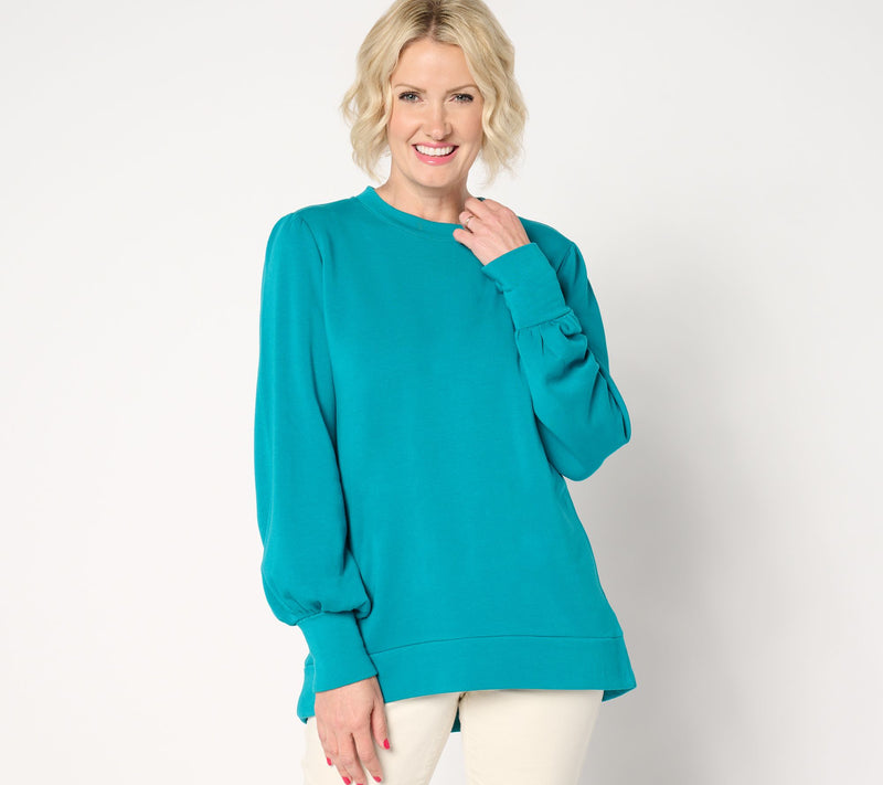 Belle by Kim Gravel TripleLuxe Fleece Button Sleeve Top — View 12