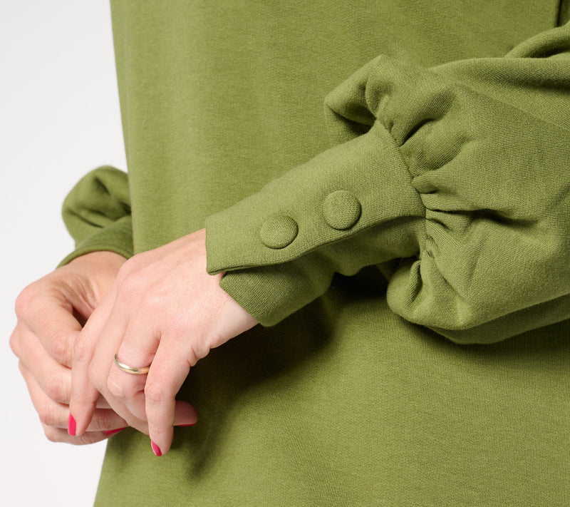 Belle by Kim Gravel TripleLuxe Fleece Button Sleeve Top — View 5