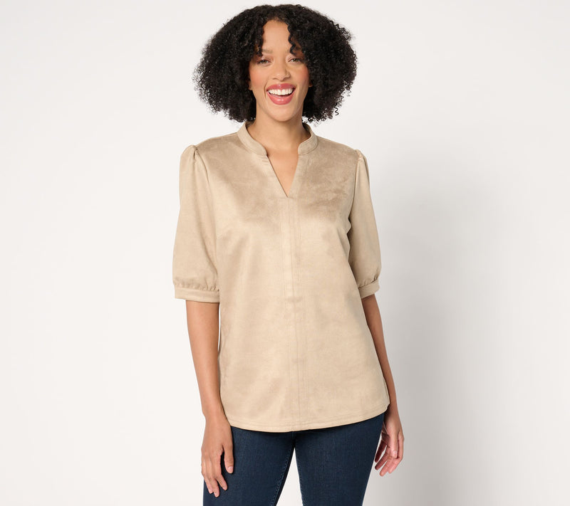 Belle Boho by Kim Gravel PerSuede Me Puff Sleeve Top — View 5