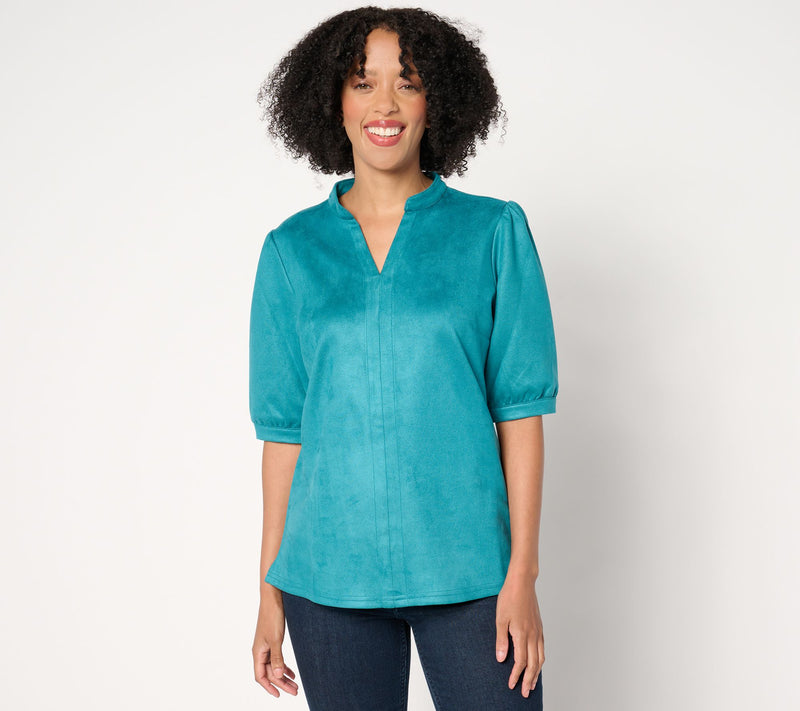 Belle Boho by Kim Gravel PerSuede Me Puff Sleeve Top — View 9
