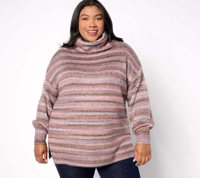 Belle Boho by Kim Gravel Rainbow Yarn Turtleneck Sweater — View 10