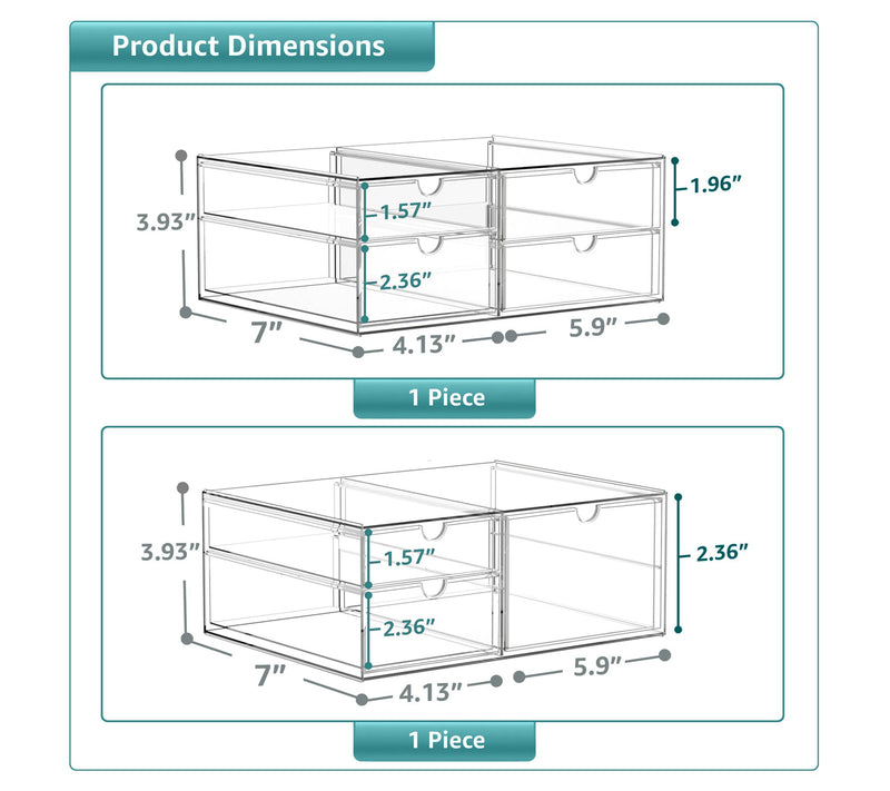 Sorbus 7-Drawer Acrylic Organizer for Makeup — View 4