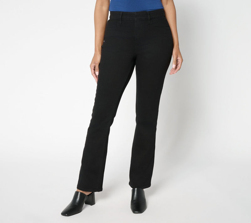 Susan Graver Stretch Denim Tall Classic Boot Cut Jean - Black/Grey — View 2