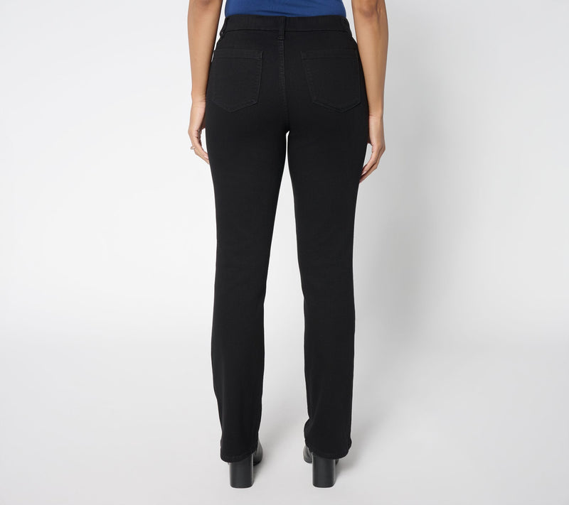 Susan Graver Stretch Denim Tall Classic Boot Cut Jean - Black/Grey — View 7