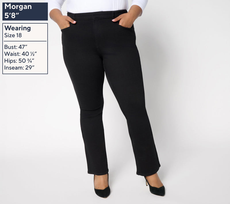 Susan Graver Stretch Denim Tall Classic Boot Cut Jean - Black/Grey — View 5