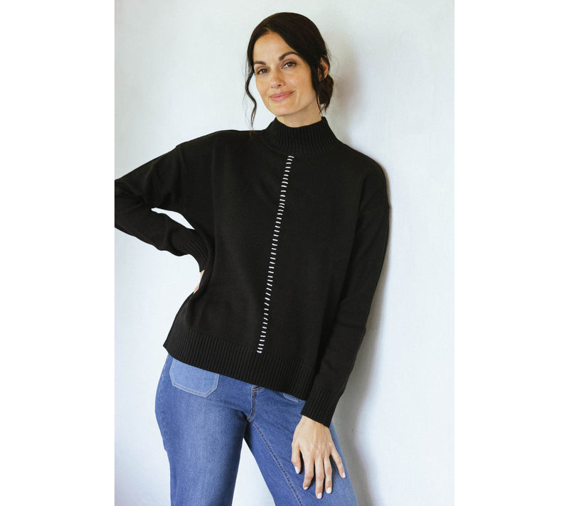 Peace Love World Solid or Split Color Mock-Neck Sweater — View 18