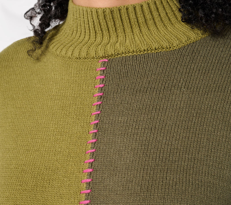 Peace Love World Solid or Split Color Mock-Neck Sweater — View 16