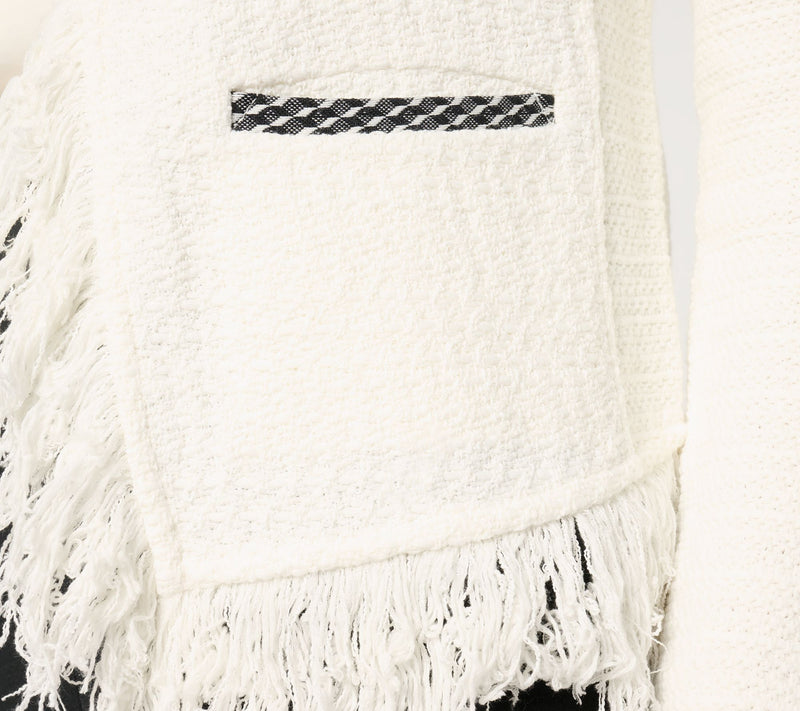 NIC+ZOE Statement Fringe Mix Knit Jacket — View 6