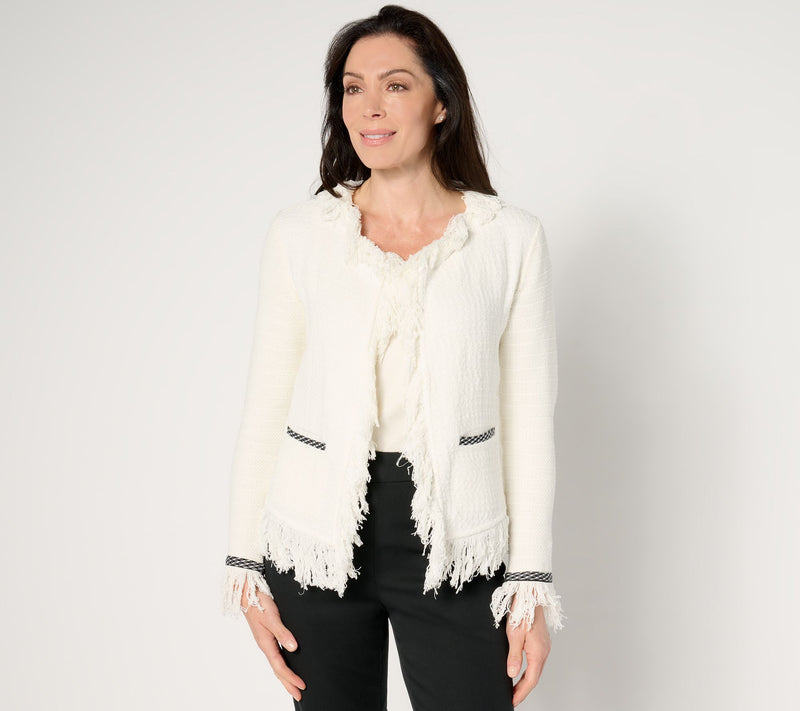 NIC+ZOE Statement Fringe Mix Knit Jacket — Main view