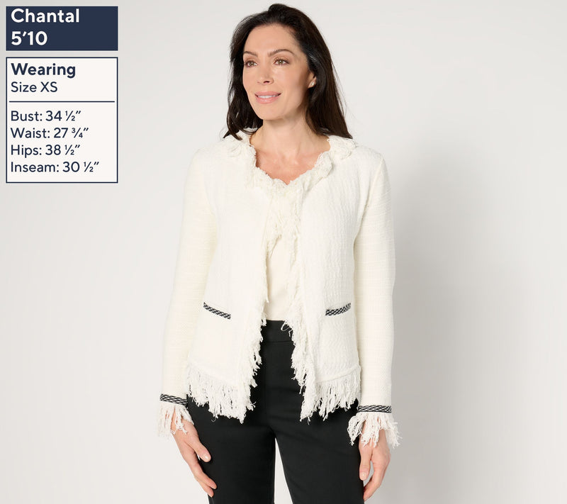 NIC+ZOE Statement Fringe Mix Knit Jacket — View 3