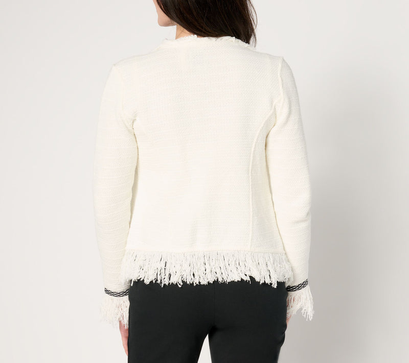 NIC+ZOE Statement Fringe Mix Knit Jacket — View 4