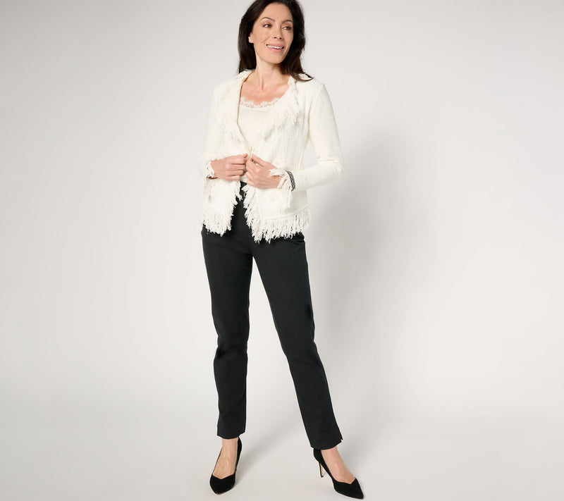 NIC+ZOE Statement Fringe Mix Knit Jacket — View 5
