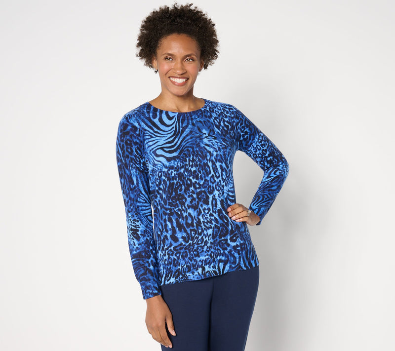 Women with Control Long Sleeve Printed Sweater — View 11