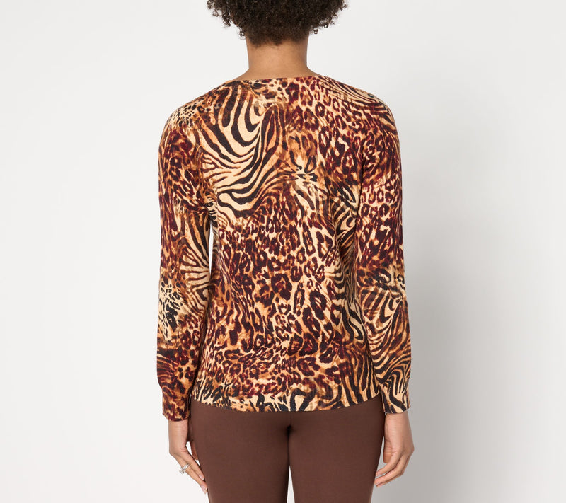 Women with Control Long Sleeve Printed Sweater — View 2