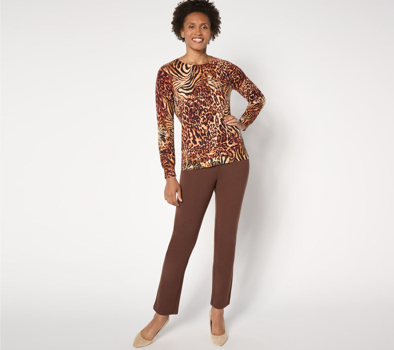 Women with Control Long Sleeve Printed Sweater — View 3