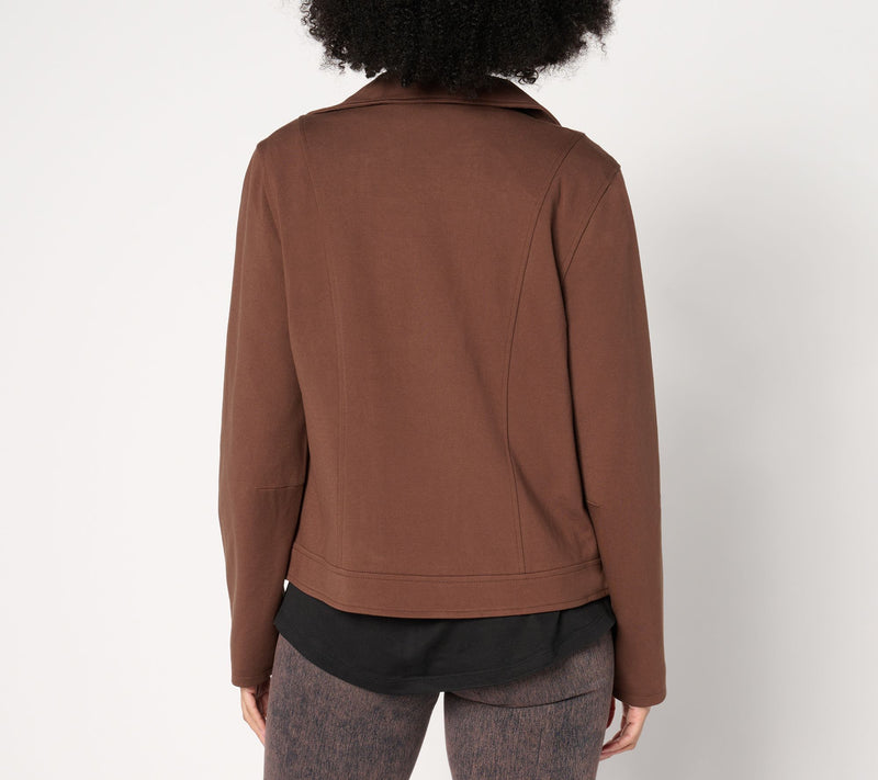 Women with Control Ponte Royal And Lace Moto Jacket — View 7