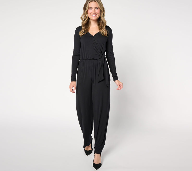 Women with Control Petite Knit Wrap Jumpsuit — View 3