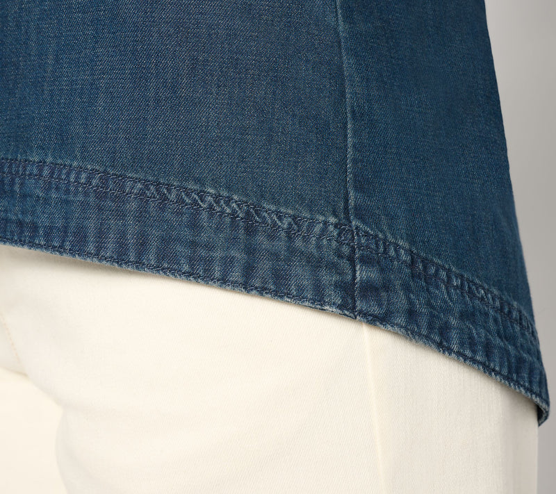 Me by Jennie Garth Eden Drapey Denim Popover Blouse — View 4