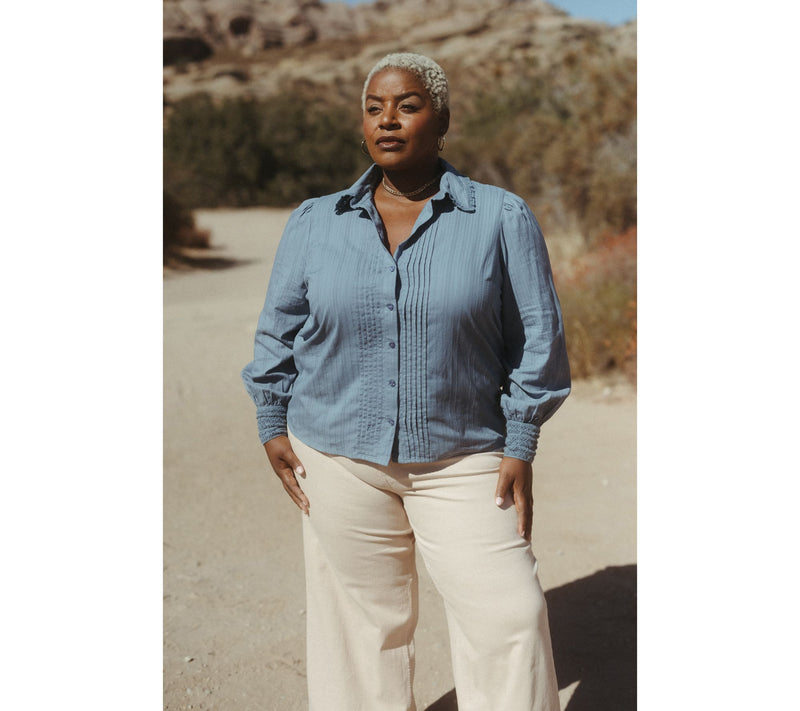 Me by Jennie Garth Aubrey Woven Blouse with Crochet Trim — View 6