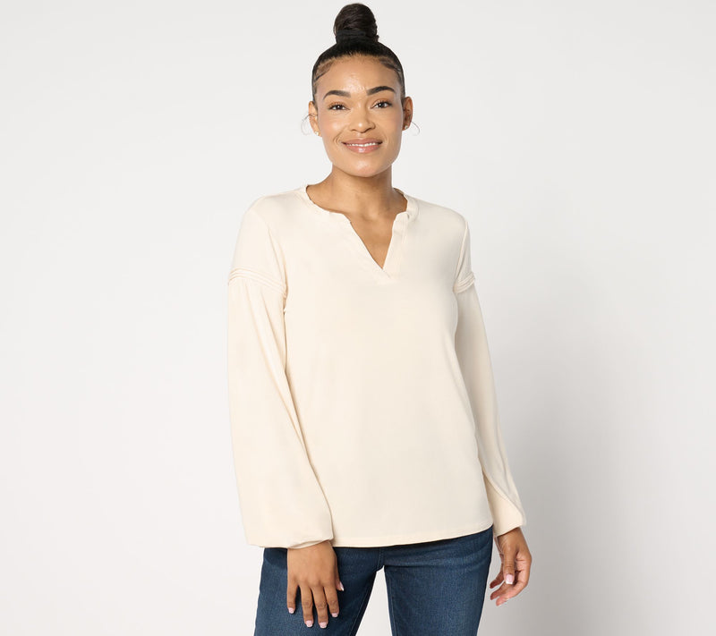 Me by Jennie Garth Sierra Drapey Knit Long Sleeve Top — View 10