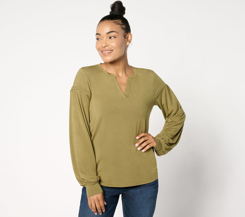 Me by Jennie Garth Sierra Drapey Knit Long Sleeve Top — View 12