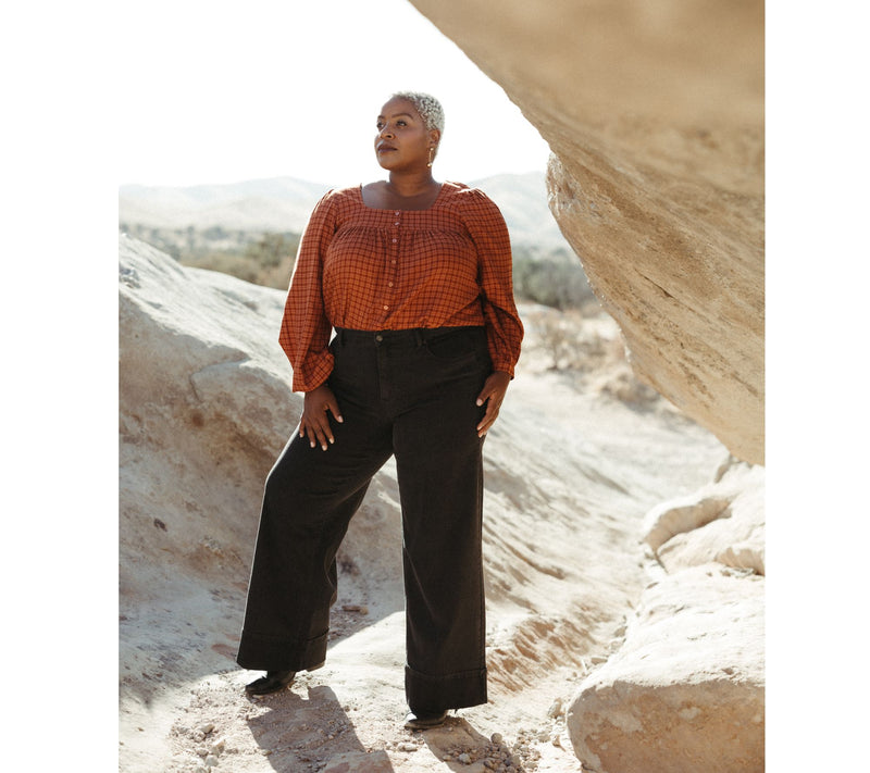 Me by Jennie Garth Regular Washed Black Cuffed Wide Leg Jeans — View 8