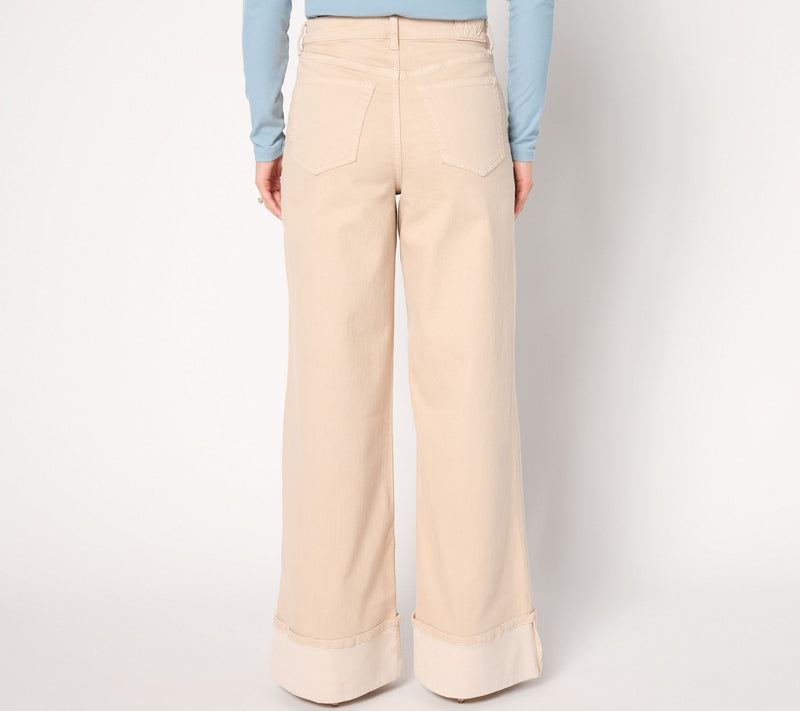 Me by Jennie Garth Regular Desert Sand Cuffed Wide Leg Jeans — View 4