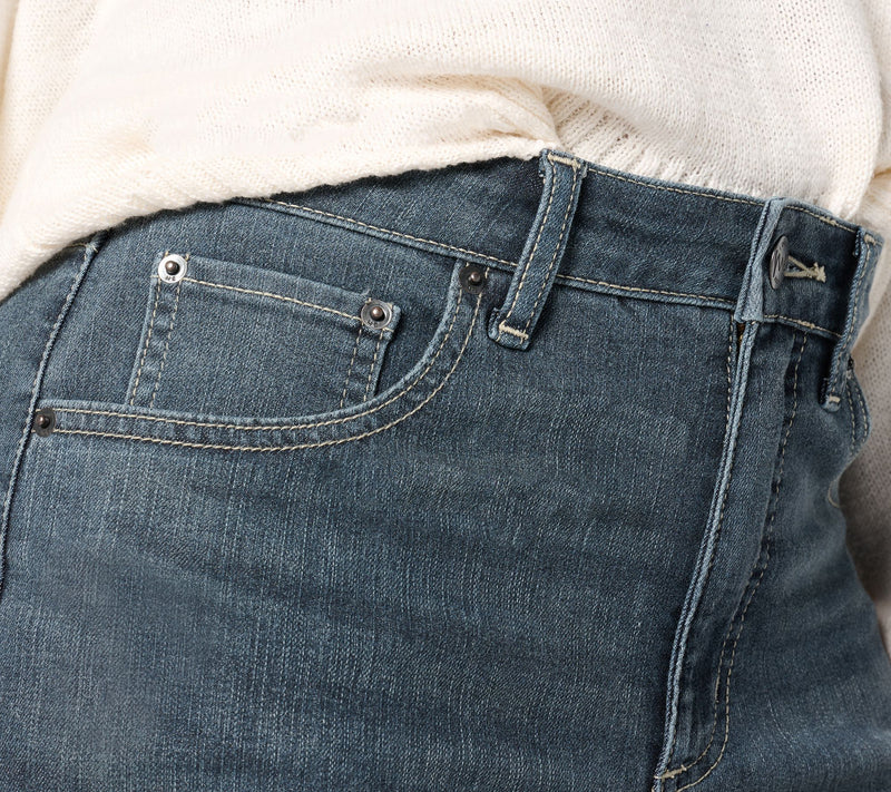 Me by Jennie Garth Petite Grey Blue Cuffed Wide Leg Jeans — View 7