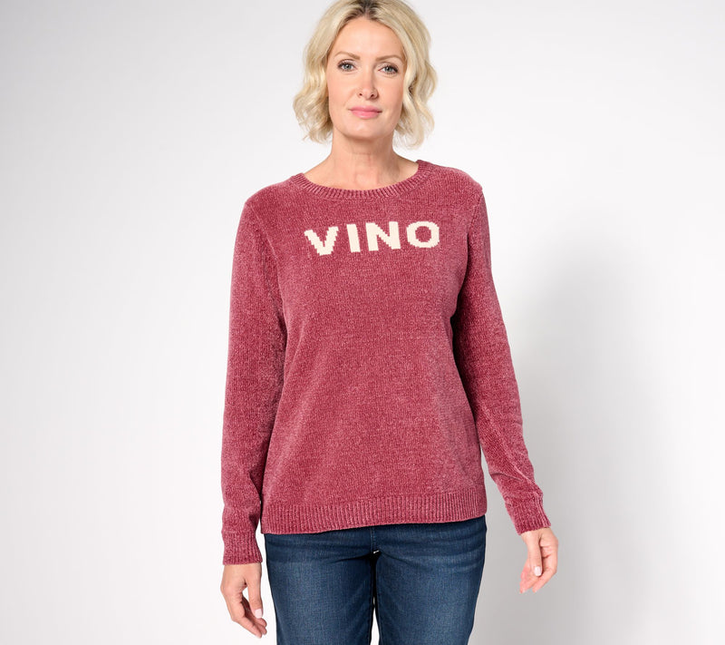 AnyBody Chenille Crewneck Message Sweater — View 3
