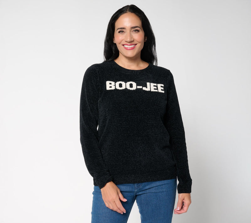 AnyBody Chenille Crewneck Message Sweater — View 5