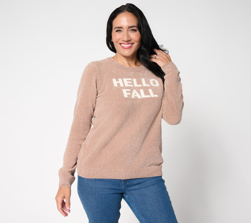 AnyBody Chenille Crewneck Message Sweater — View 9
